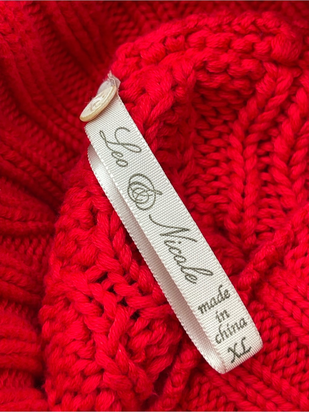 Leo & Nicole Womens XL Red Cable Knit Turtleneck Sweater 100% Cotton Long Sleeve - Picture 6 of 11